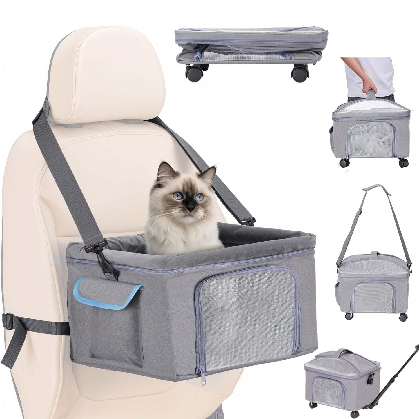 4-in-1 Pet Travel Seat and Carrier with Wheels